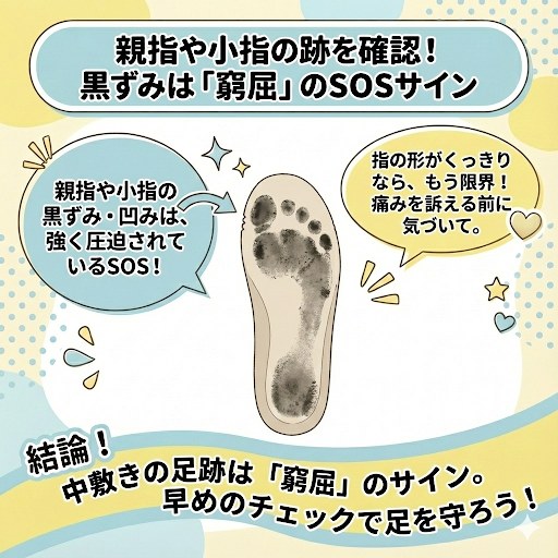 親指や小指の跡を確認!黒ずみは「窮屈」のSOSサイン