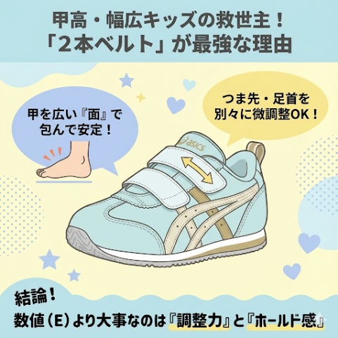 甲を「面」で包む2本ベルトこそが、数値(E)以上の調整力を持つ