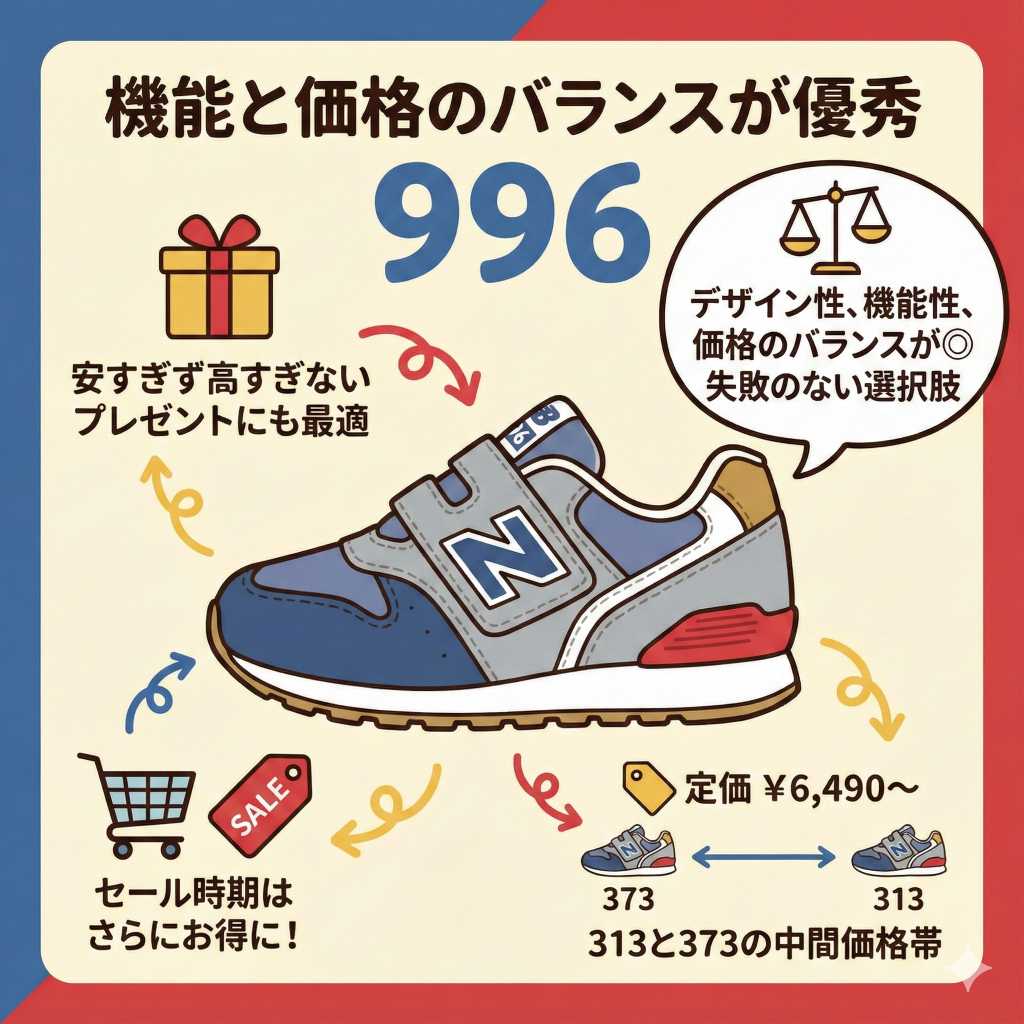 ニューバランスキッズ996・313・373の価格の違い：996は機能と価格のバランスが優秀