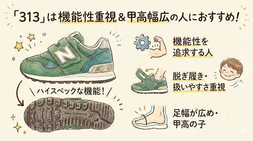 ニューバランスキッズ「313」は機能性重視＆甲高幅広の人におすすめ
