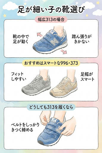 足が細い子のニューバランスの靴の選び方
