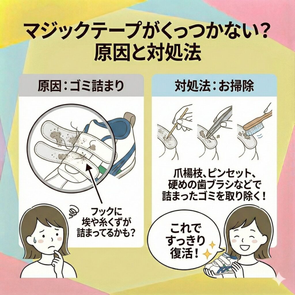 マジックテープのメンテナンス方法　図解