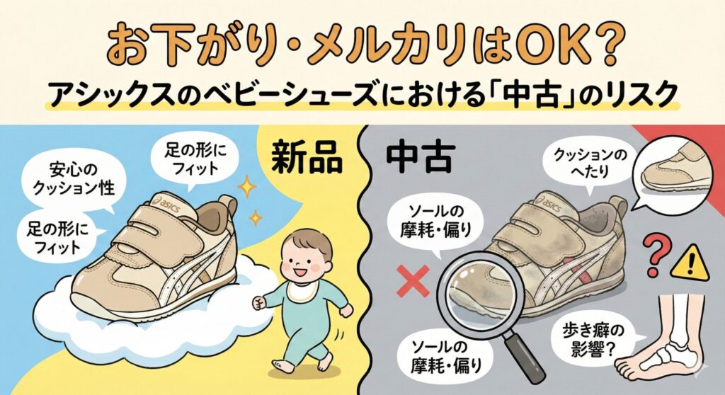 お下がり・メルカリはOK？アシックスのファーストシューズにおける「中古」のリスク