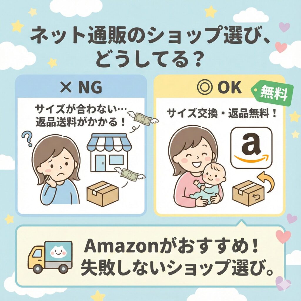 ネット通販のショップ選びはサイズ交換・返品の送料が無料の店舗にしましょう。