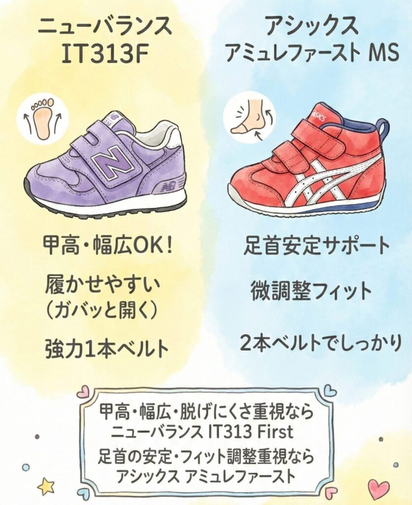 ニューバランスとアシックスのファーストシューズ比較