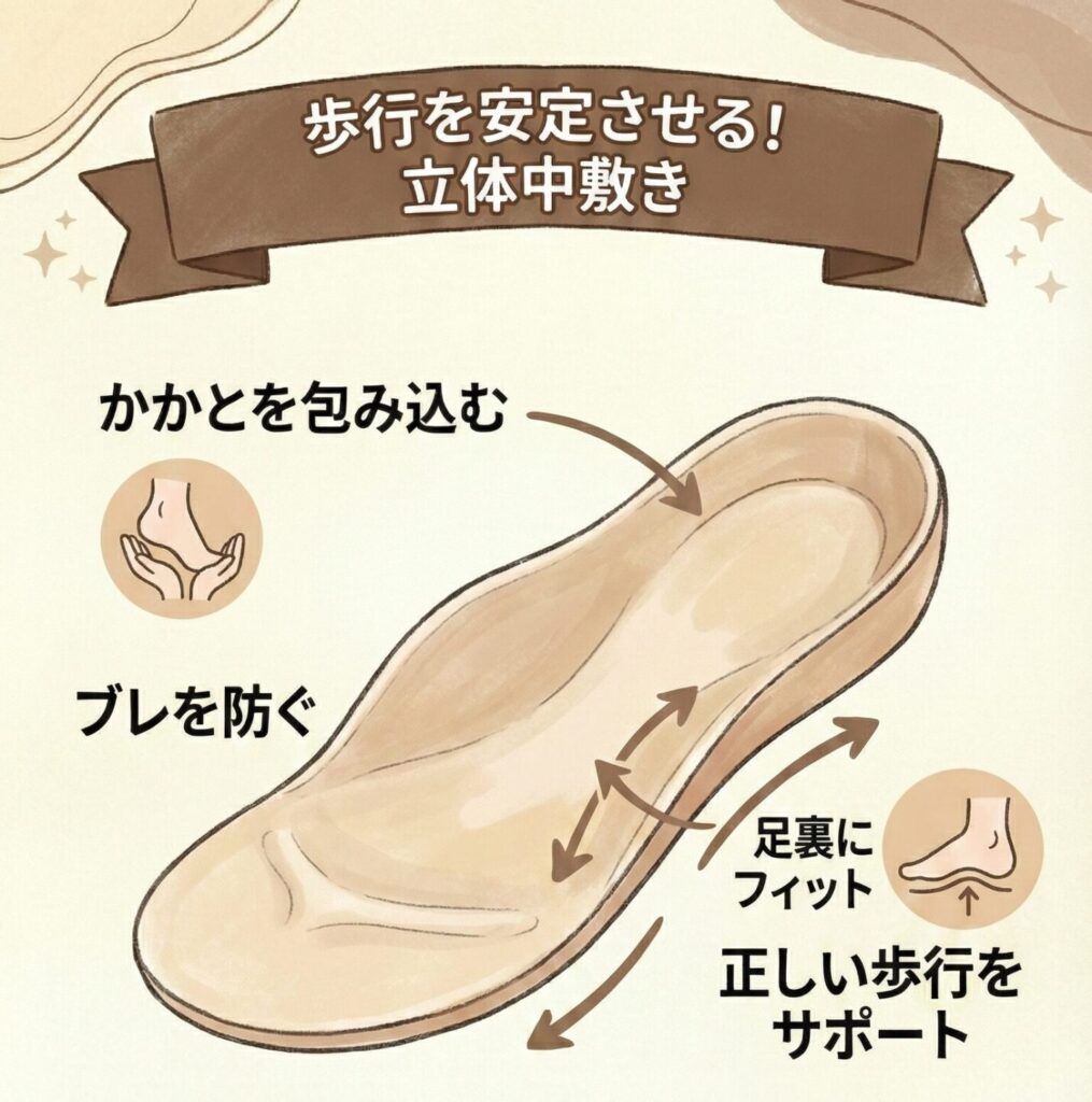 子どもの歩行を安定させる中敷き