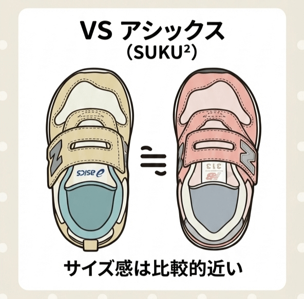 アシックスとニューバランスのサイズ感は比較的近い