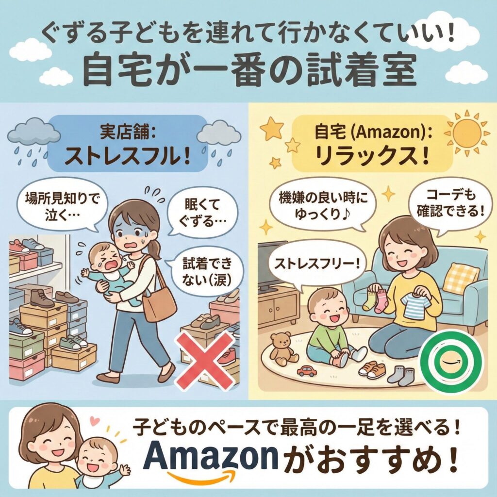 ぐずる子どもを連れて行かなくていい!自宅が一番の試着室