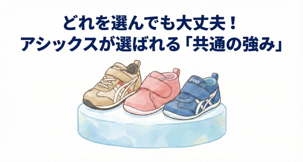 どれを選んでも大丈夫！アシックスが選ばれる「共通の強み」