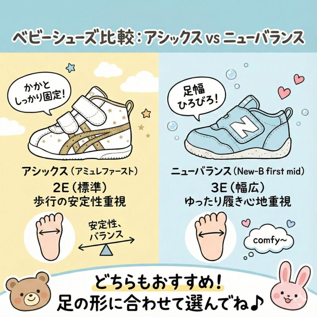 「2Eのアシックス」と「3Eのニューバランス」の違い