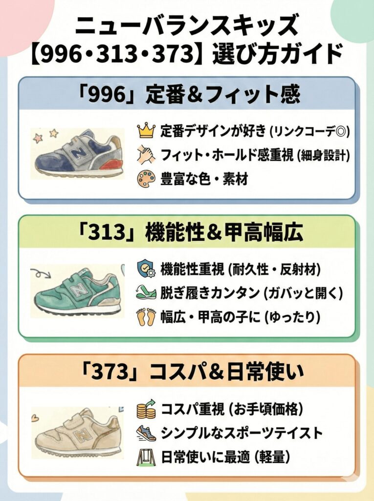 違いで選ぶ！ニューバランス キッズ【996・313・373】のおすすめタイプまとめ