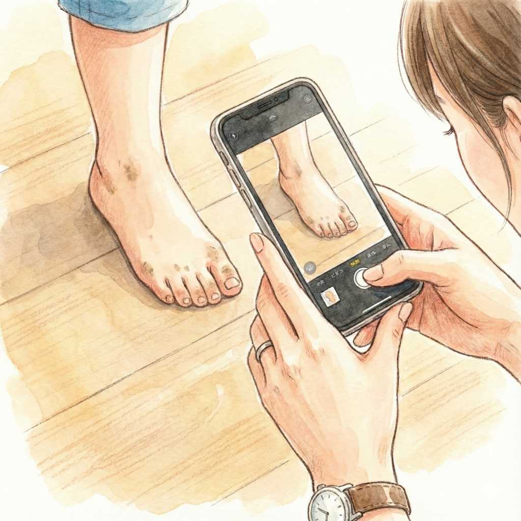 まずはスマホで「足の幅」をパシャリと計測