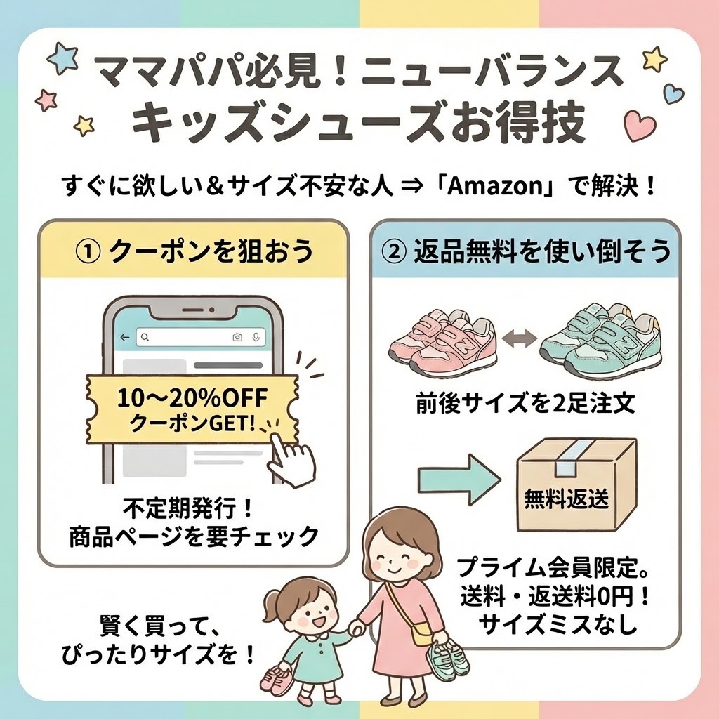 すぐに欲しい＆サイズ不安な人 ⇒ 「Amazon」：クーポンと返品無料を使い倒す