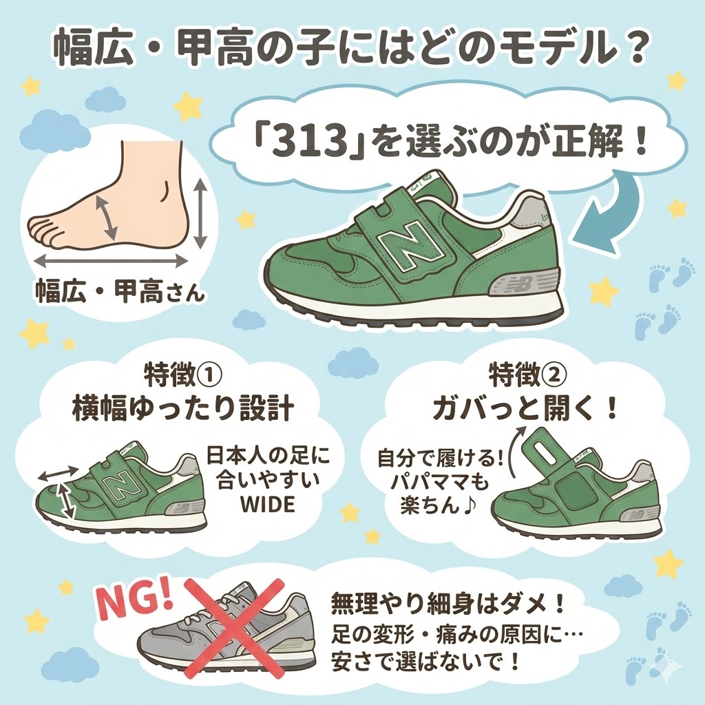 幅広・甲高の子にはどのモデル？ニューバランス「313」を選ぶのが正解