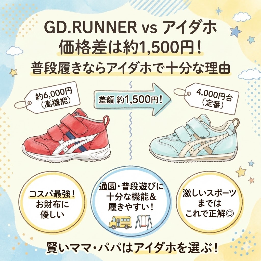 GD.RUNNER vs アイダホの価格差は約1,500円！普段履きならアイダホで十分な理由