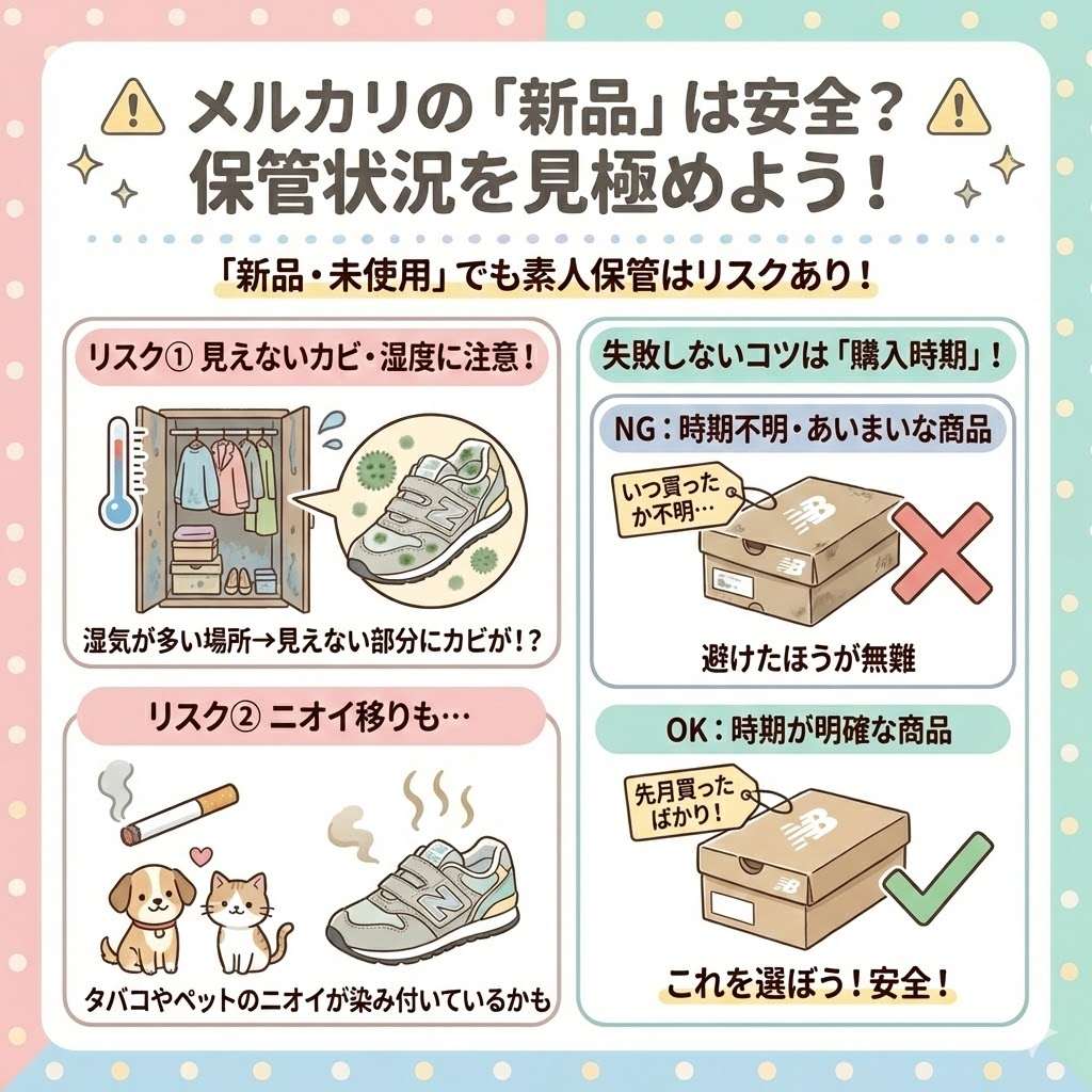メルカリの「新品」は安全？保管状況（カビ・湿度）を見極める