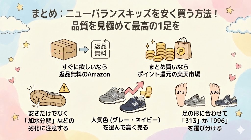 まとめ：ニューバランスキッズを安く買う方法！品質を見極めて最高の1足を