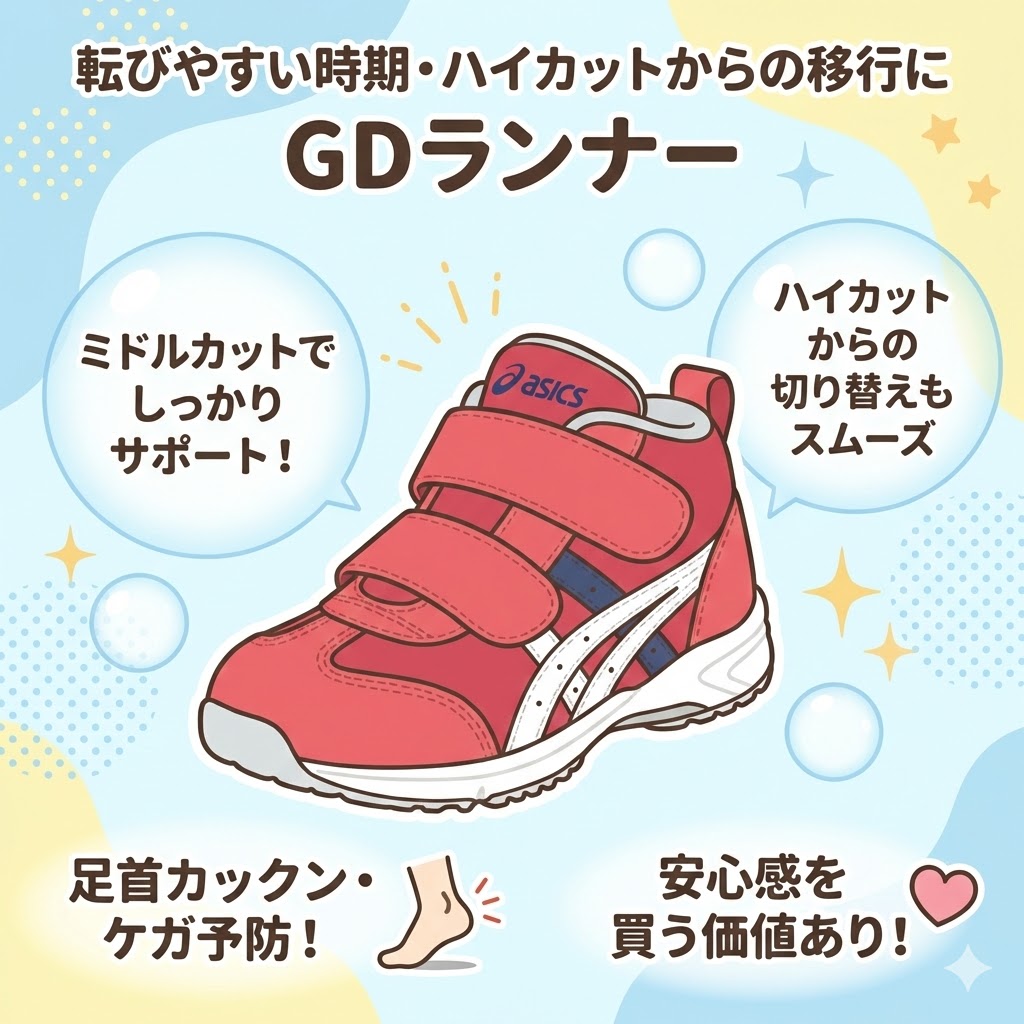 まだ転ぶことが多い・ハイカットからの移行ならGDランナー