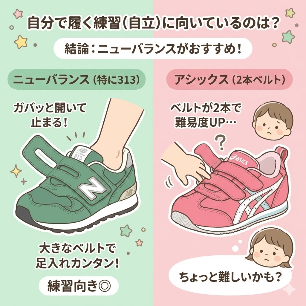 自分で履く練習(自立)にはニューバランス313がおすすめ