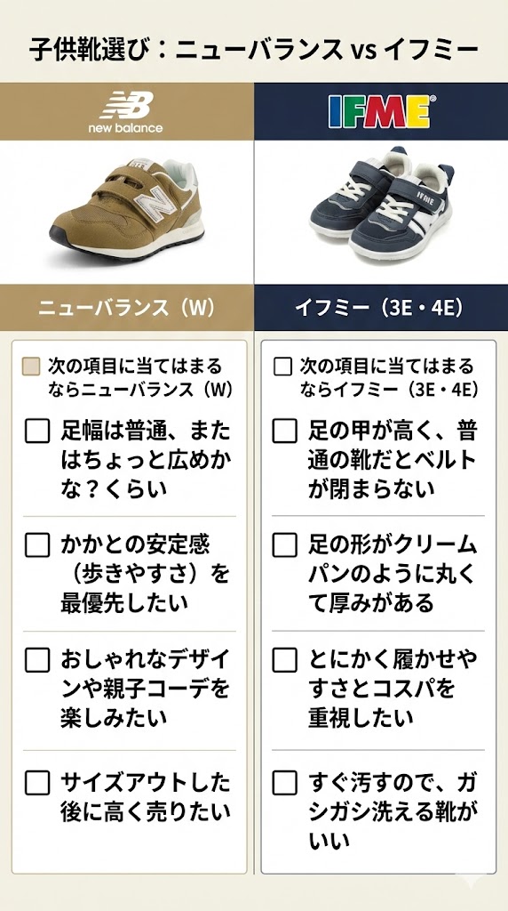 イフミーとニューバランスどっち?チェックリスト