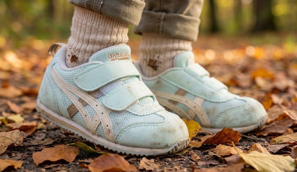 アシックスアイダホBABYを履いている子供