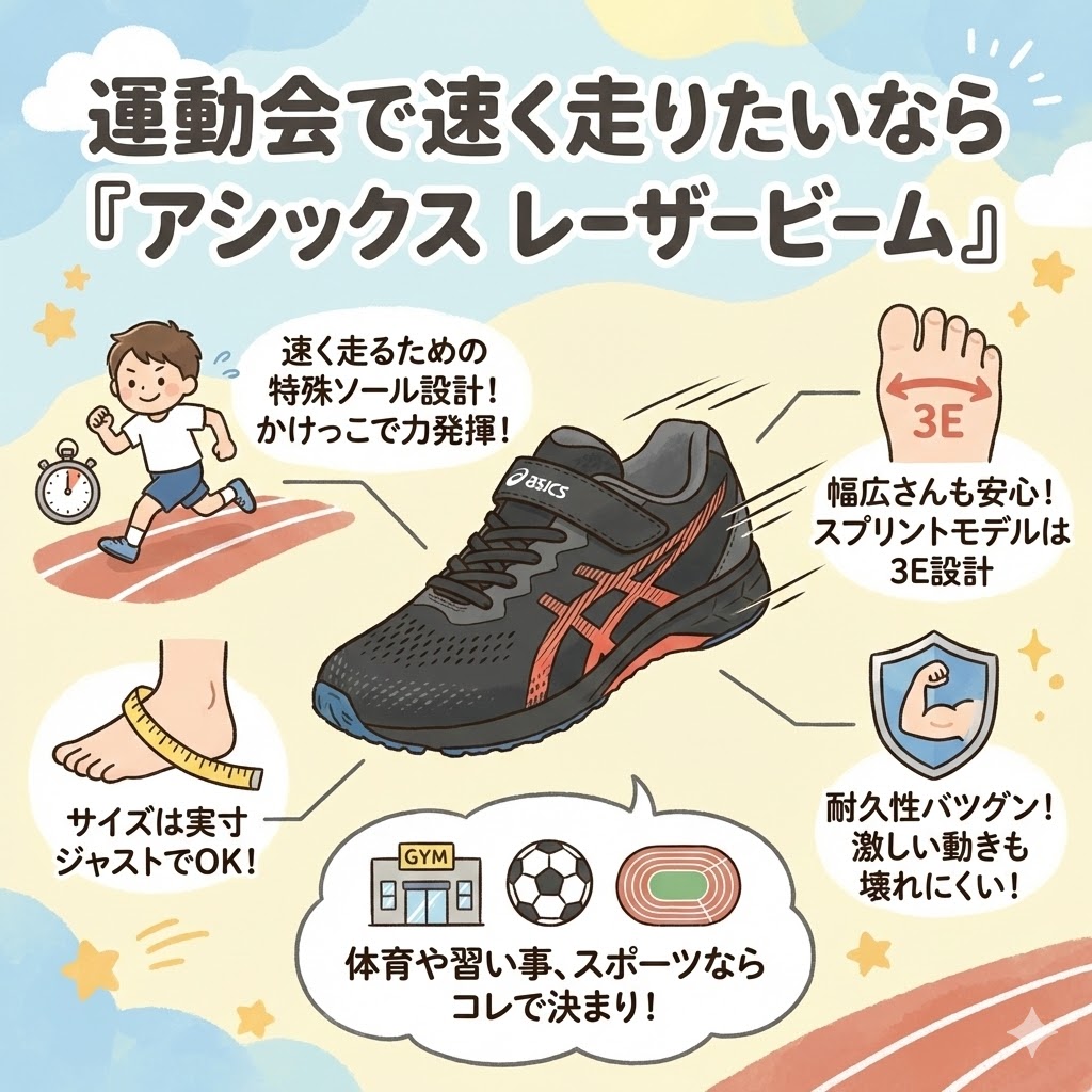 運動会で速く走りたいなら「アシックス レーザービーム」