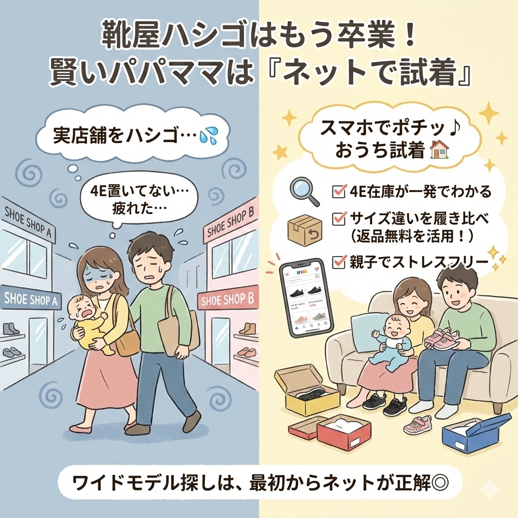 靴屋をハシゴするより、ネットで在庫確認が賢い買い方