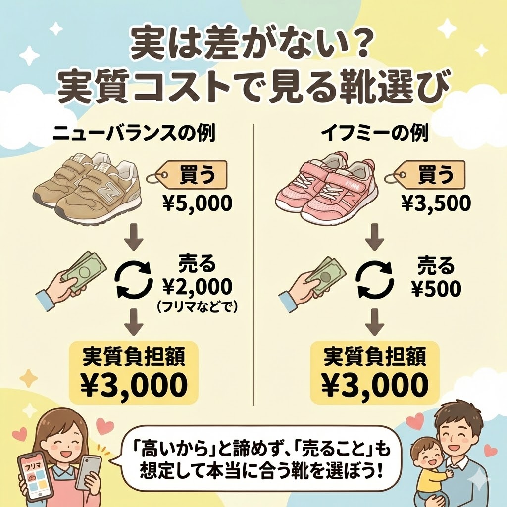 イフミーとニューバランス、実質コスト(購入額-売却額)で計算すると実は差がない?
