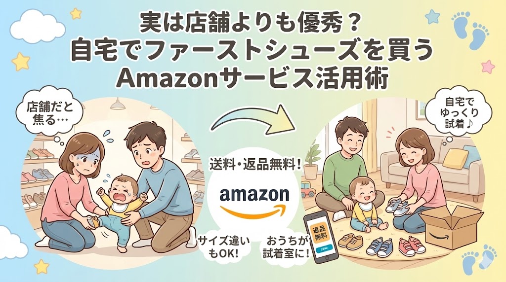実は店舗よりも優秀?自宅でファーストシューズを買うAmazonサービス活用術