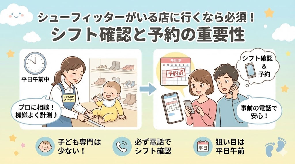 シューフィッターがいる店に行くなら必須!シフト確認と予約の重要性