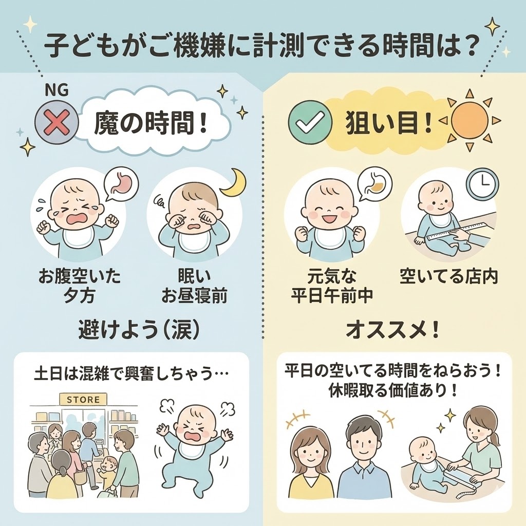 平日の午前中が狙い目?子どもが機嫌よく計測できる魔の時間を避けるコツ
