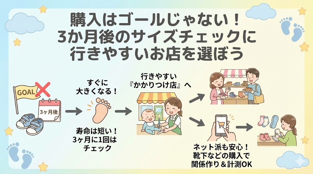 購入はゴールじゃない!3か月後のサイズチェックに行きやすいお店を選ぼう