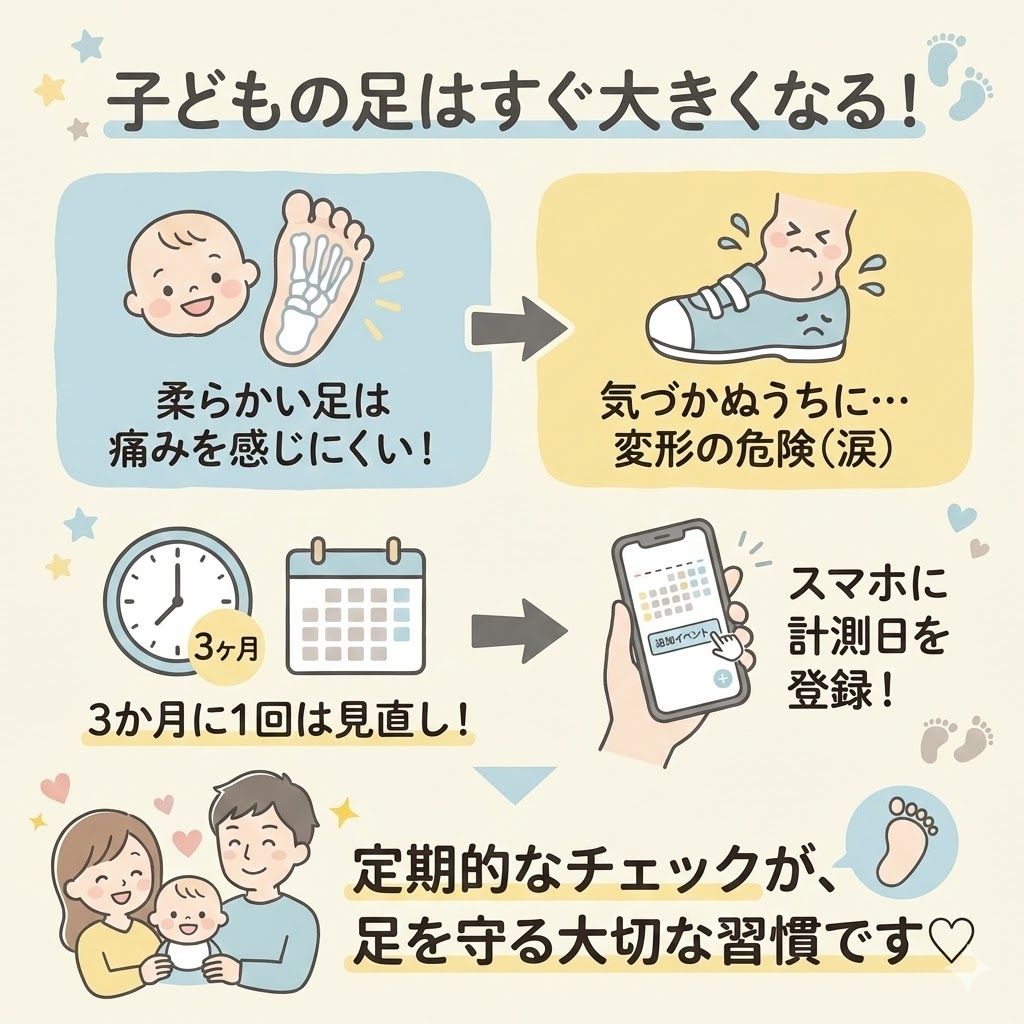 子どもの足はすぐ大きくなる!ファーストシューズの寿命は短い