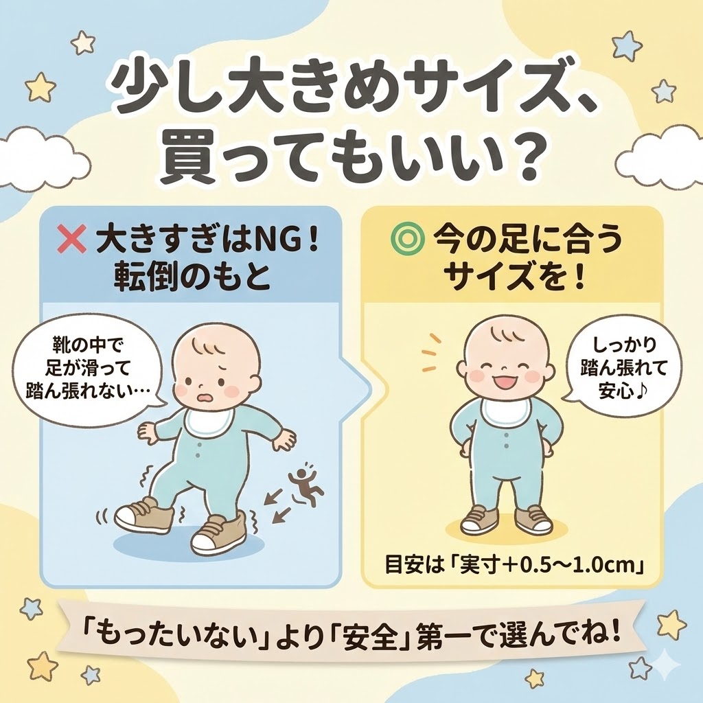 大きめのサイズの靴を買うのは転倒のもと