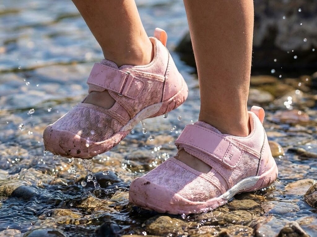 ムーンスターサマーシューズを履く子ども