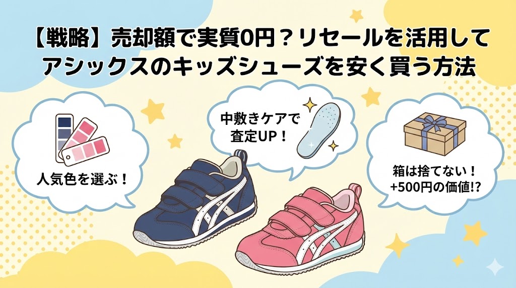【戦略】売却額で実質0円？リセールを活用してアシックスのキッズシューズを安く買う方法