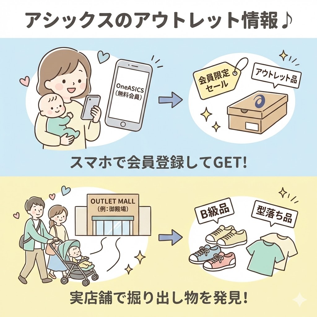 アシックスの公式サイトや直営店のアウトレット