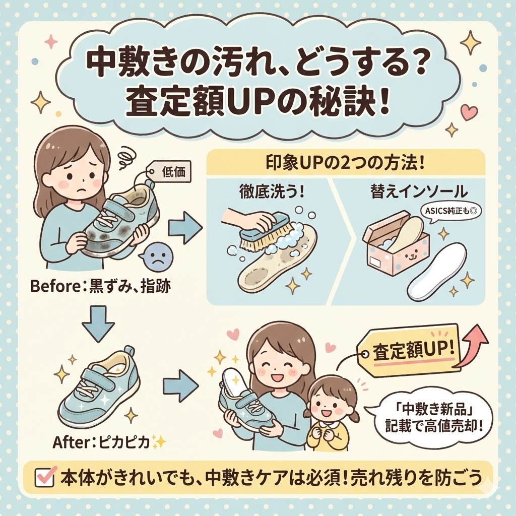 中敷きの汚れはどうする？替えインソールで査定額アップ