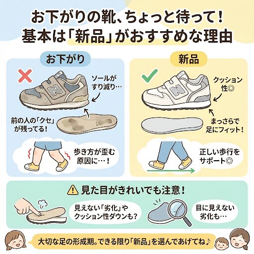 前の人のクセがついているためセカンドシューズは新品がおすすめ