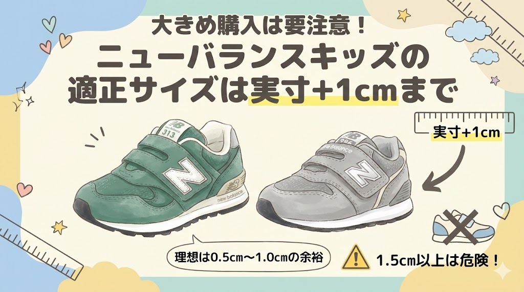 大きめ購入は要注意！ニューバランスキッズの適正サイズは実寸＋1cmまで