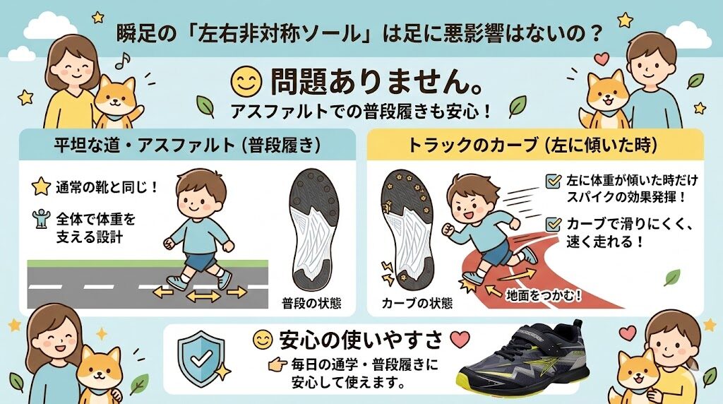 瞬足の「左右非対称ソール」は足に悪い？