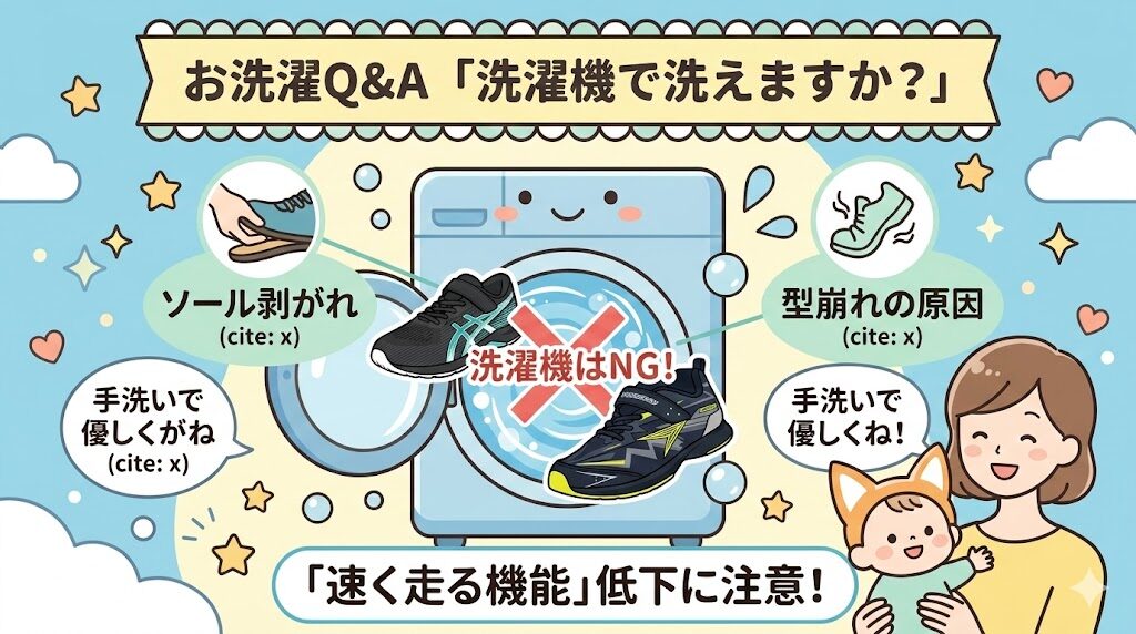 瞬足とアシックスレーザービームは洗濯機では洗えない