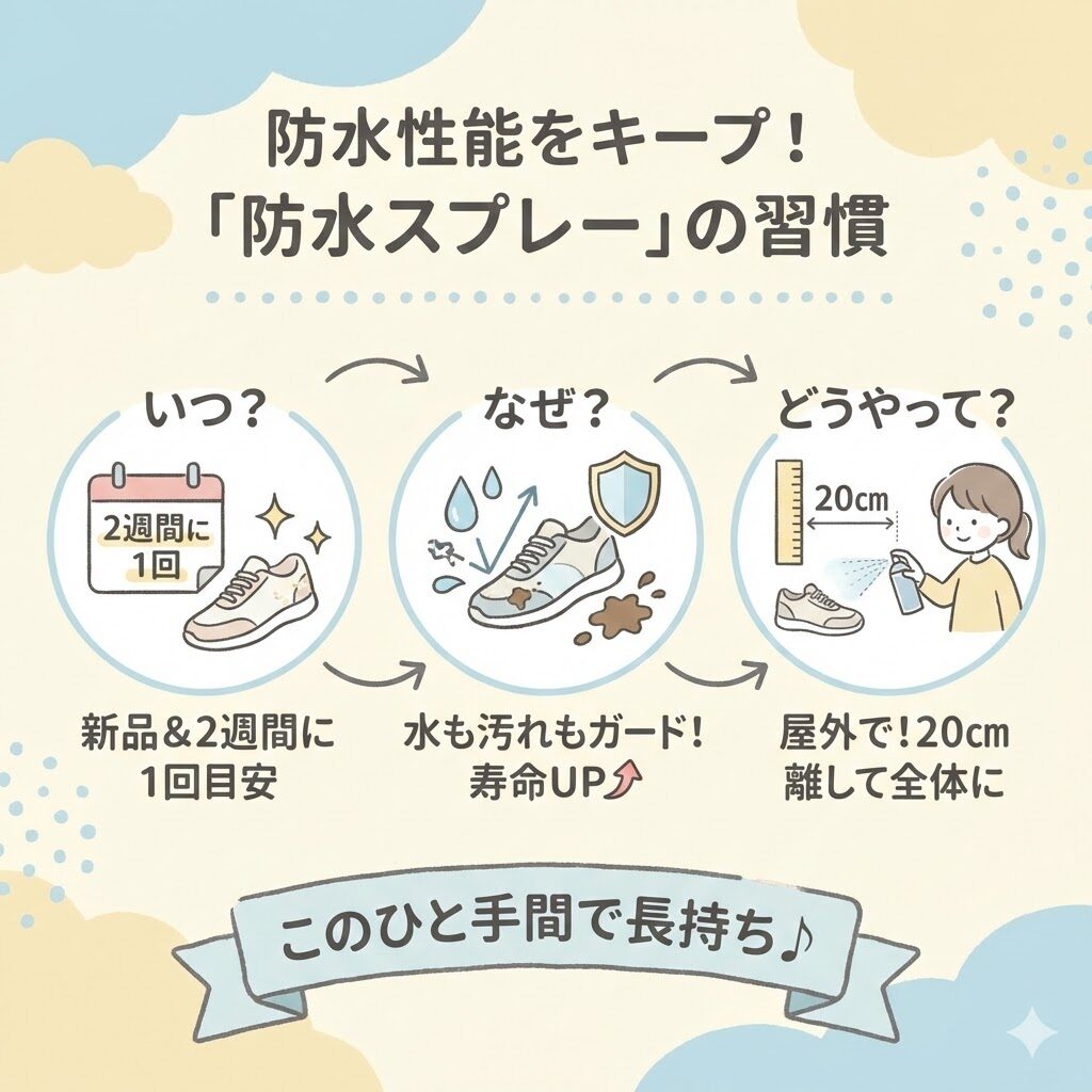 防水スプレーは2週間に1回かける