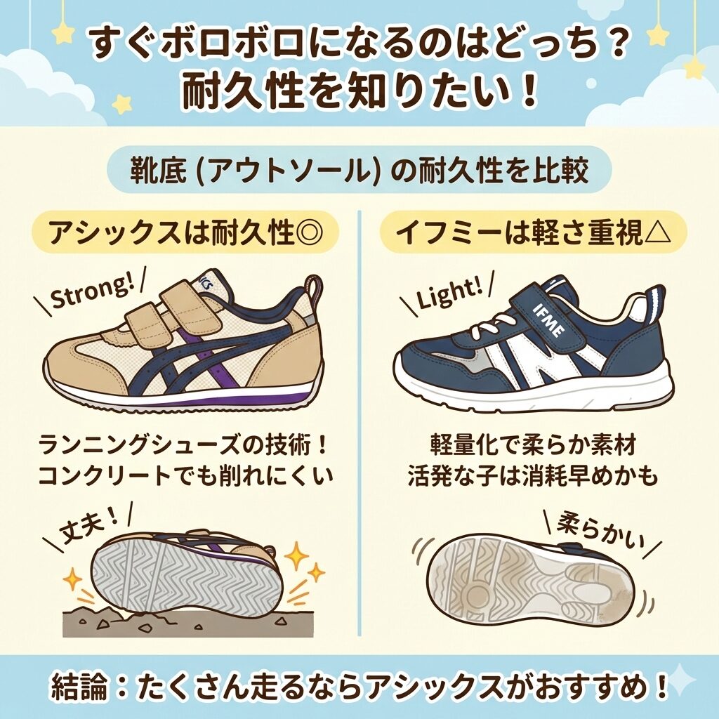 イフミーよりもアシックスが耐久性がある