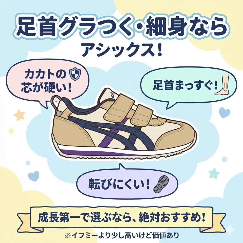 足首がグラつく・細身の足なら固定力のあるアシックス