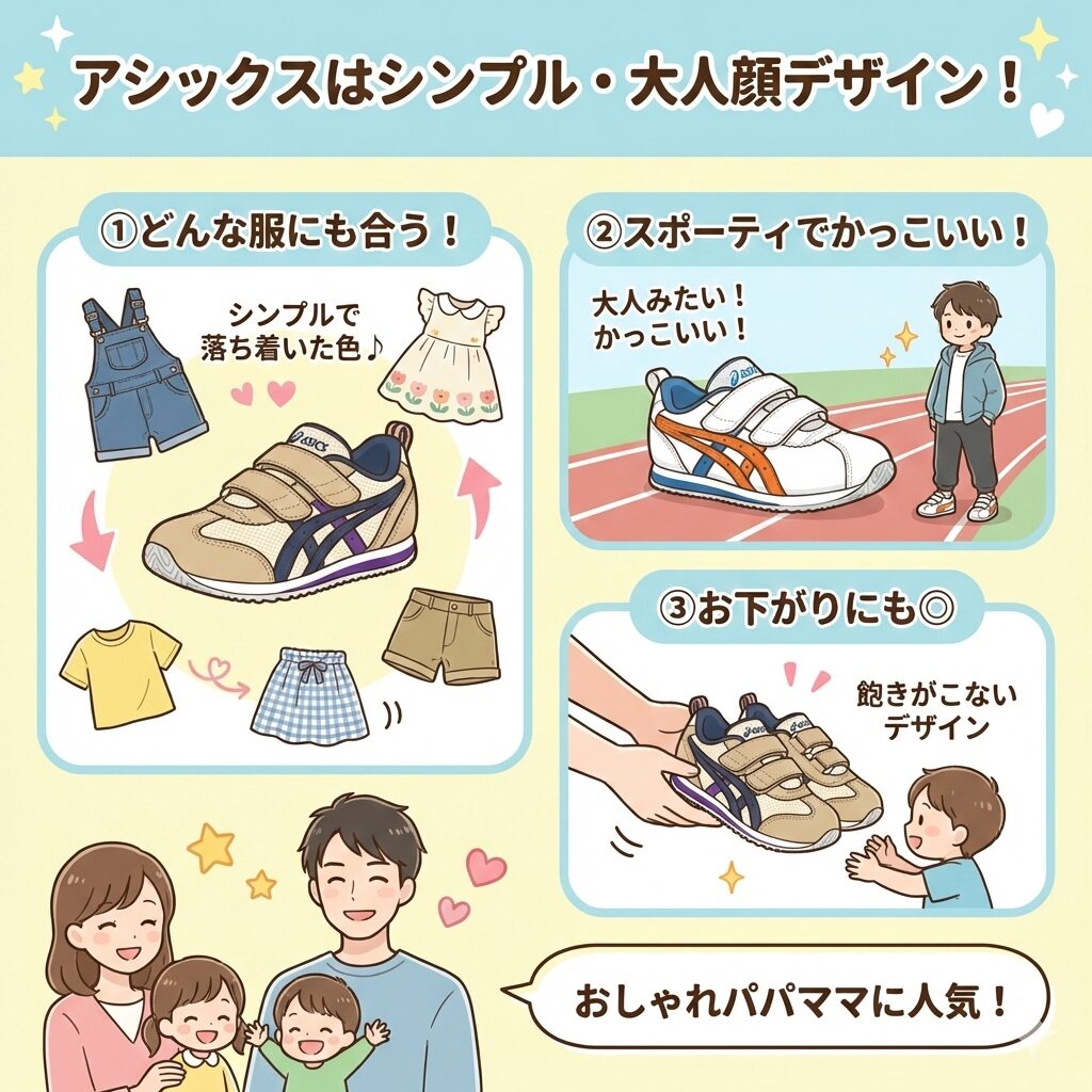 アシックスは服に合わせやすいシンプル・大人顔デザイン