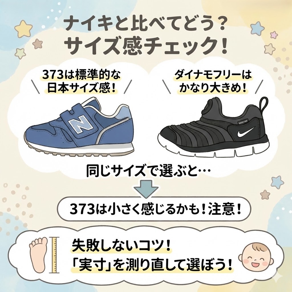 ニューバランス373とナイキのサイズ感の違い