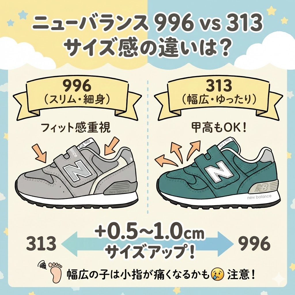 ニューバランス996と313のサイズ感の違い