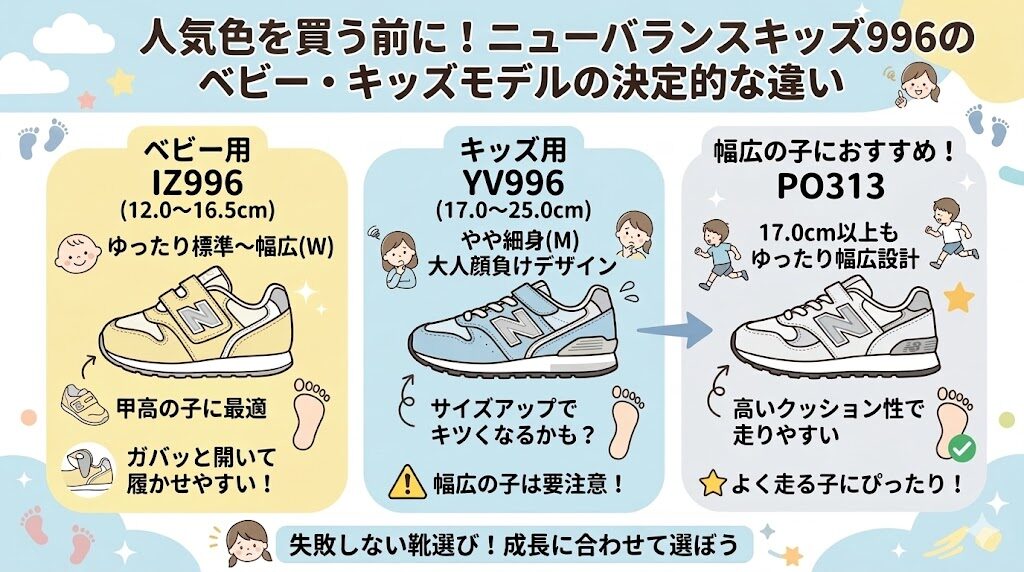 人気色を買う前に！ニューバランスキッズ996のベビー・キッズモデルの決定的な違い