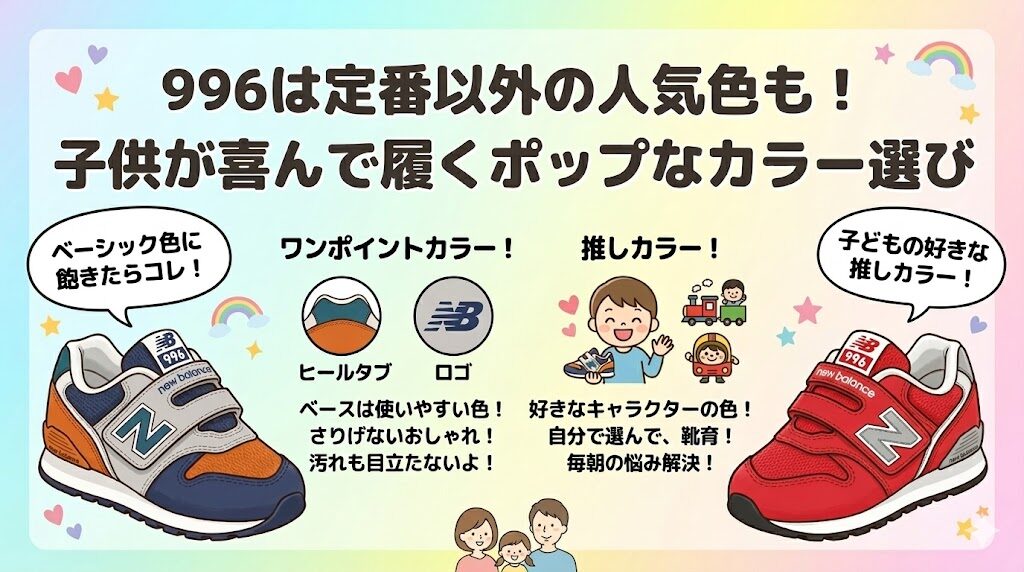 996は定番以外の人気色も！子供が喜んで履くポップなカラー選び
